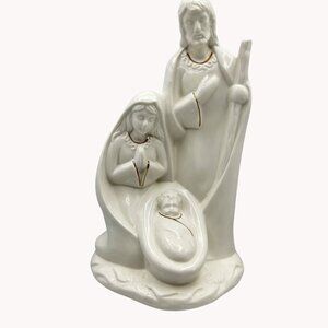 Holy Family Ceramic Nativity Scene Figurine One Piece Religious Jesus 10 inches